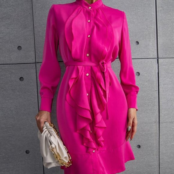 Hot pInk Long Sleeved Dress - Picture 5 of 9